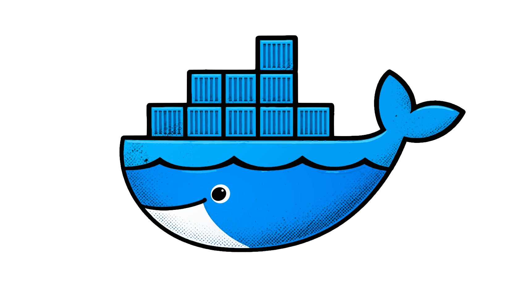 Blauer Docker-Wal mit Containern